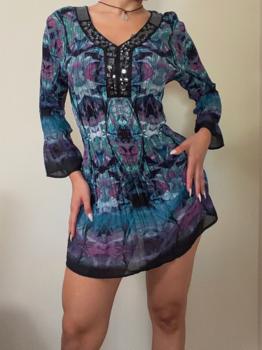 Alfani Y2K Boho Bell Sleeve Dress